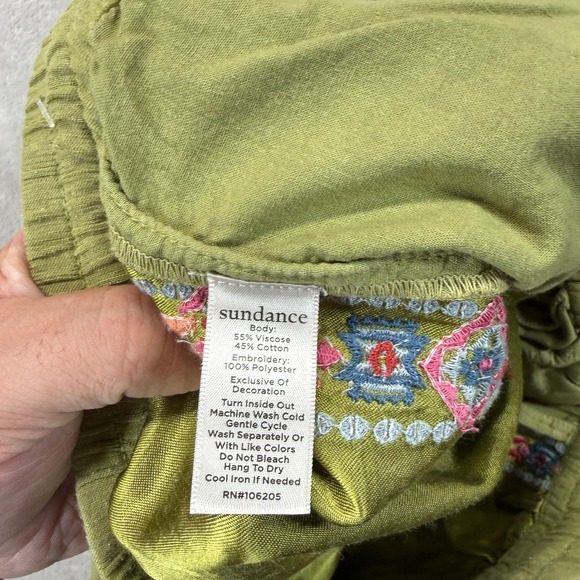 Sundance Pants Women's Small Buena Vista Colorful Embroidered Jogger Olive Boho - Picture 6 of 14